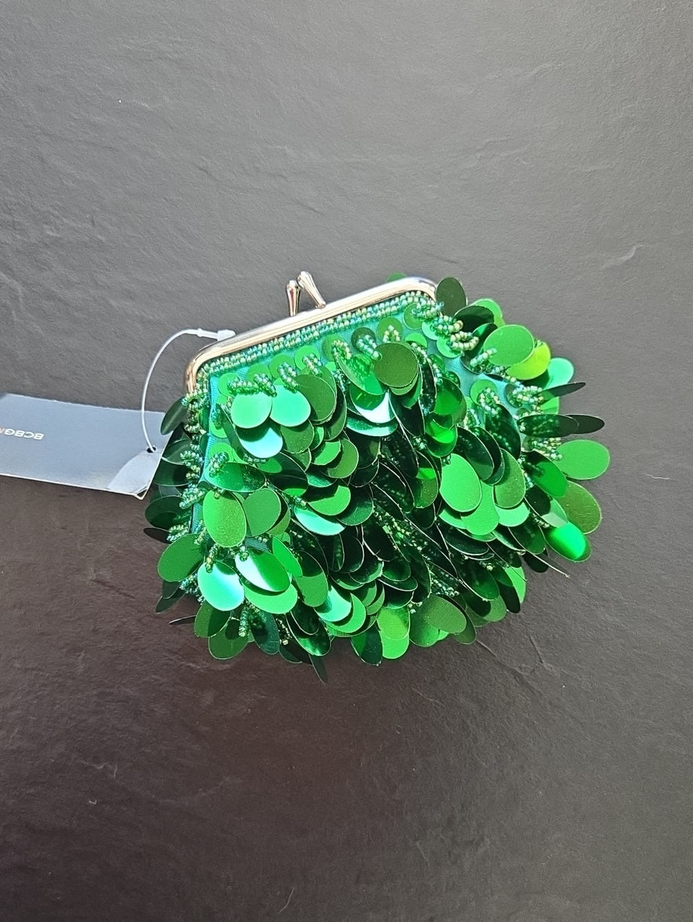 BBBG Mini Confetti Purse Green Sequin And Bead Nwt
